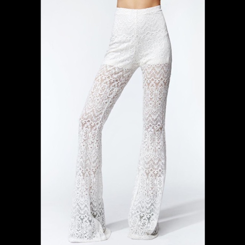 Kendall & Kylie white lace bell bottoms